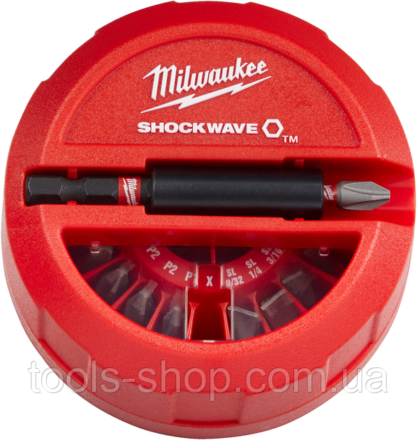 Професійний набір біт SHOCKWAVE MILWAUKEE 15 шт, кейс (4932430904), фото 1
