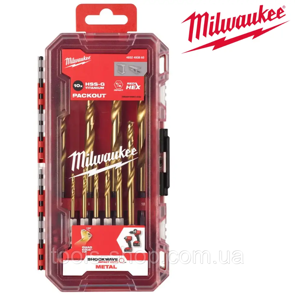 Професійний набір свердел по металлу Milwaukee RedHEX HSS-G TiN (10 шт) 3-10мм (4932493865), фото 1