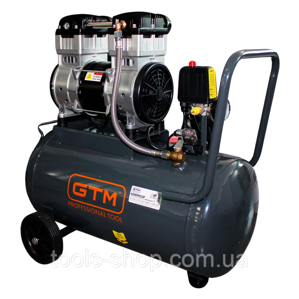 Поршневий повітряний компресор 50 л GTM KCW1500-50L безмасляний : 50л, 1.8 кВт, 210 л/хв, фото 1