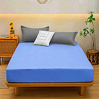 Простирадло на резинці 160*200*25 Блакитне, Сатин - бавовна, ТМ Krispol (160.93930)