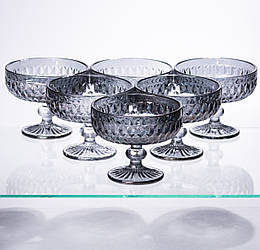 Набір креманок на ніжці 6 шт 300 (мл) Сірий HP-19-118