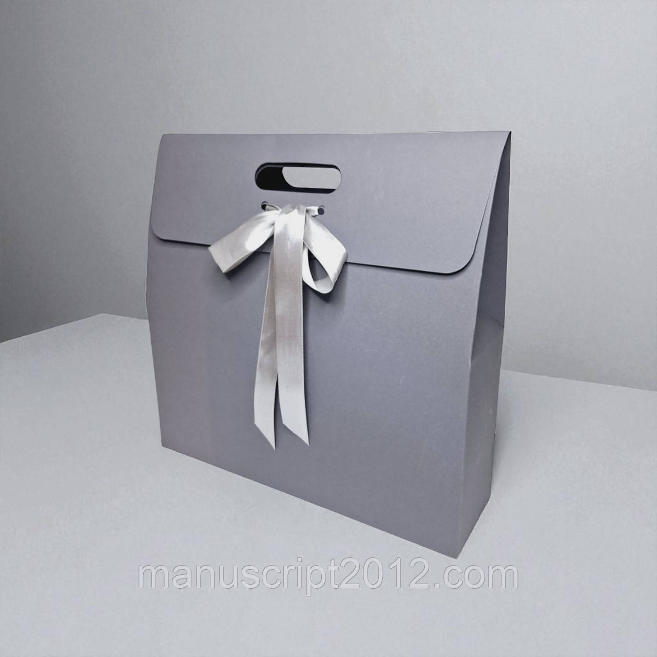 Пакет подарунковий картонний (350х100х350мм.) сірий