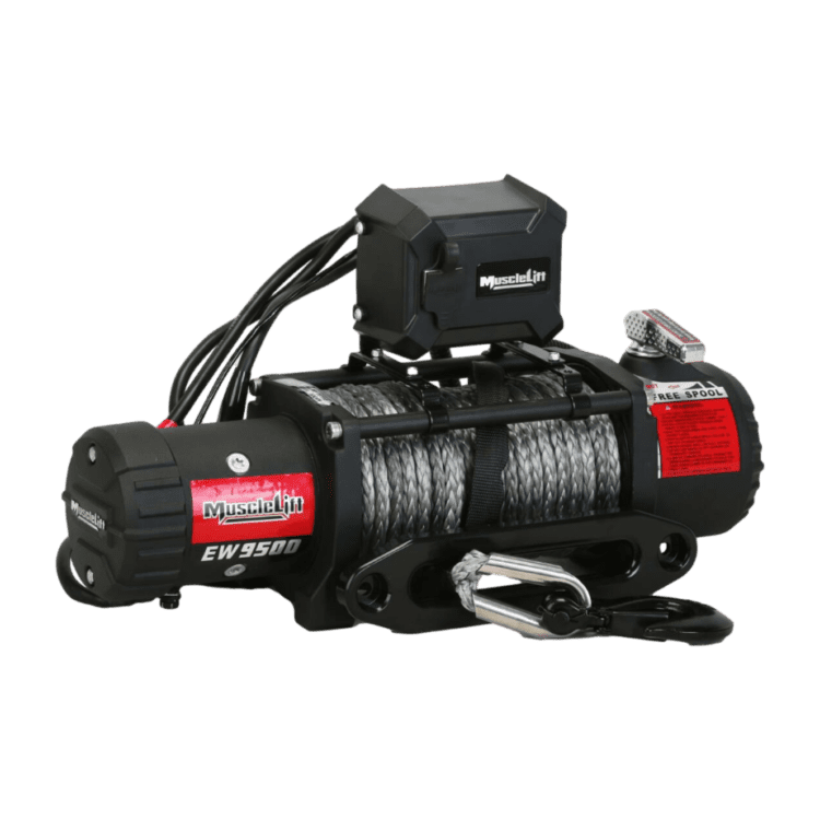 Лебідка електрична EW-9500 12V/4,305т з синтетичним тросом 28.5м х 9.4мм MUSCLELIFT T-MAX 9229104, фото 1