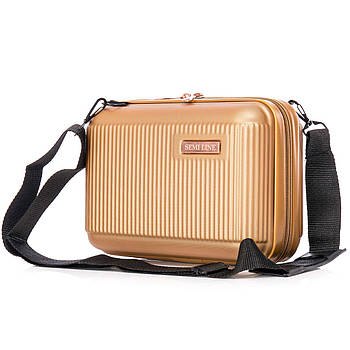 Бьюті-кейс Semi Line T5663-1 Gold ABS пластиковий для ручної поклажі з текстильною перегородкою