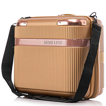 Бьюті-кейс Semi Line T5667 Gold 16 л ABS з ручкою, ремінцем та перегородкою для ручної поклажі