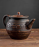 Чайник заварювальний Слав Керам Домашній 1 л із червоної глини з декором, фото 2