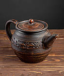 Чайник заварювальний Слав Керам Домашній 1 л із червоної глини з декором, фото 3