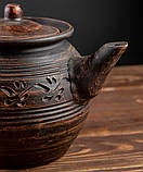 Чайник заварювальний Слав Керам Домашній 1 л із червоної глини з декором, фото 4
