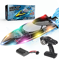 Кораблик Flytec V006 Радіокерований катер з LED-підсвіткою та автопереворотом Черный