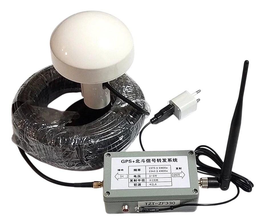 GPS репітер підсилювач 1575MHz+1561MHz 37dB 3-5V з антеною грибоподібною 3.5dB, 20 м кабелю, повний комплект