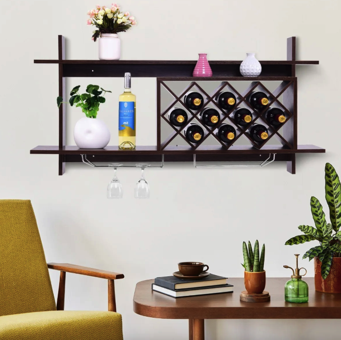 Настінна винна стійка Costway Kasta в стилі Loft -UKMarket-, фото 1