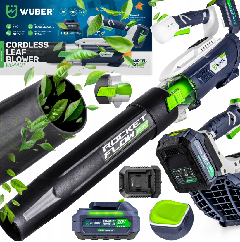 Повітродувка акумуляторна 20В 4А·год Wuber (Польща), фото 1