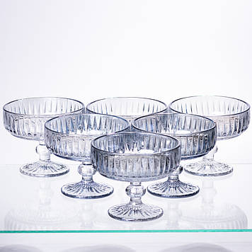 Набір креманок на ніжці 6 шт 300 (мл) Блакитний HP-19-70