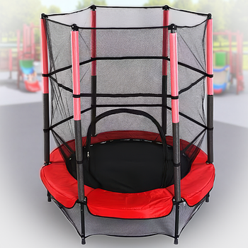 Дитячий батут діаметром 140 см із захисною сіткою та м'якою обшивкою