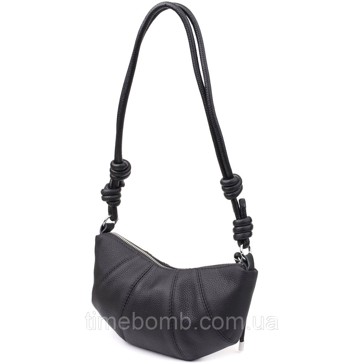 Жіноча напівкругла сумка з натуральної шкіри Vintage 22932 Чорний, фото 1