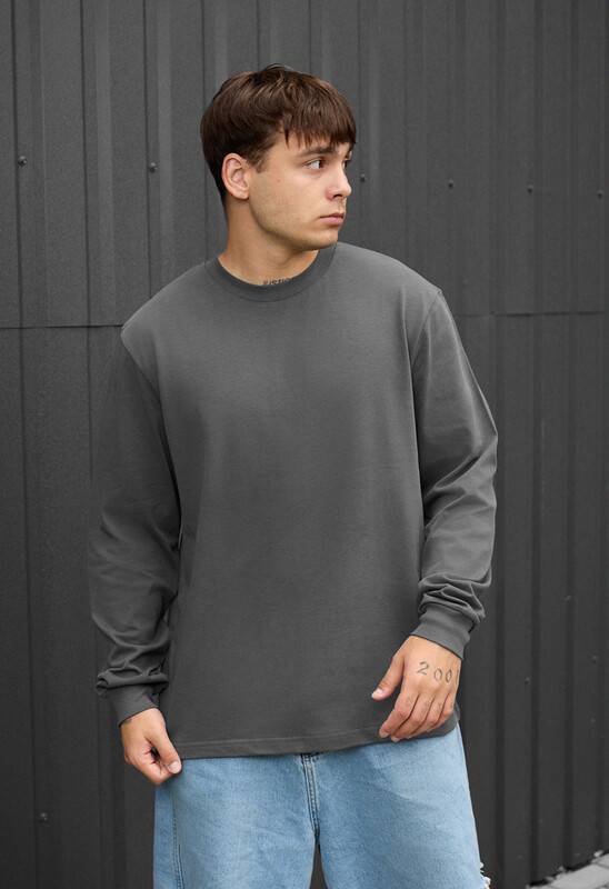 Базовий лонгслів сірого кольору Staff gray oversize, фото 1