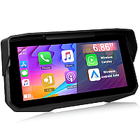 Мультимедійний мотоциклетний монітор зі швидким зняттям Podofo A4237, 6.86" екран для мотоцикла з Bluetooth, Apple CarPlay та