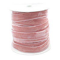 Оксамитова стрічка 2,5 см, пастельно-рожева