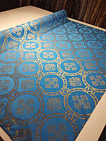 Шовкова церковна тканина Гетсиманський синій з золотом