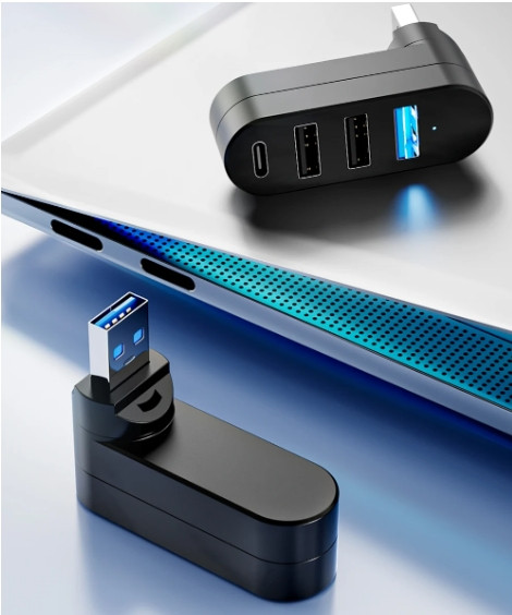 Міні USB 3.0 хаб H-4 для ноутбука/ПК поворотний Міні USB 3.0 хаб H-4 для ноутбука/ПК поворотний