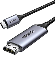 Кабель Type-C to HDMI UGREEN Male to Male Cable Aluminum Shell (4K, 60Hz, 1.5m) Gray-black