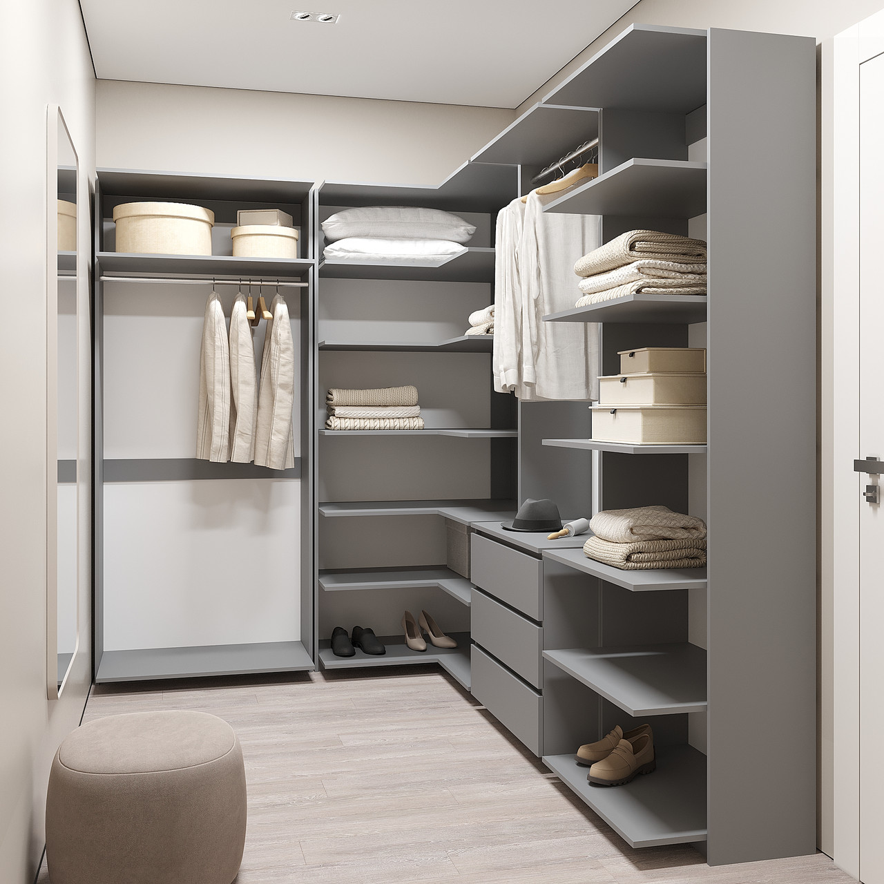 Гардеробна система, модулі гардеробні, шафа для одягу 2100х4200х500 мм Антрацит, фото 1