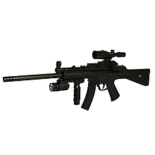 Автомат М16 ігровий ліхтарик лазерний приціл верхній приціл кулі 6 мм колір повністю чорний