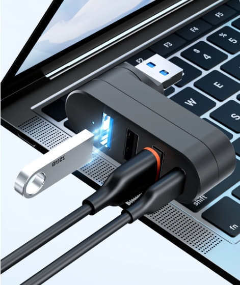 Міні USB 3.0 хаб H-4 для ноутбука/ПК поворотний Міні USB 3.0 хаб H-4 для ноутбука/ПК поворотний