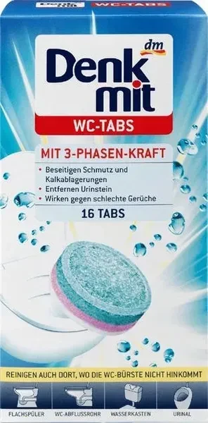 Таблетки для унітазу DenkMit WC 2в1, уп. 16шт