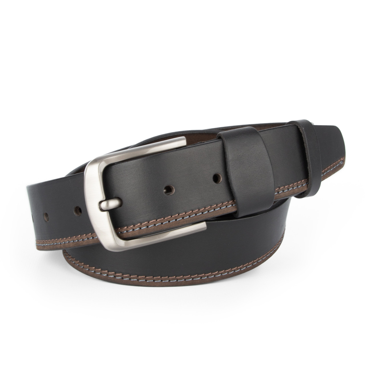 Ремінь чоловічий шкіряний коричневий SF-402 (125 см) прострочений під джинси