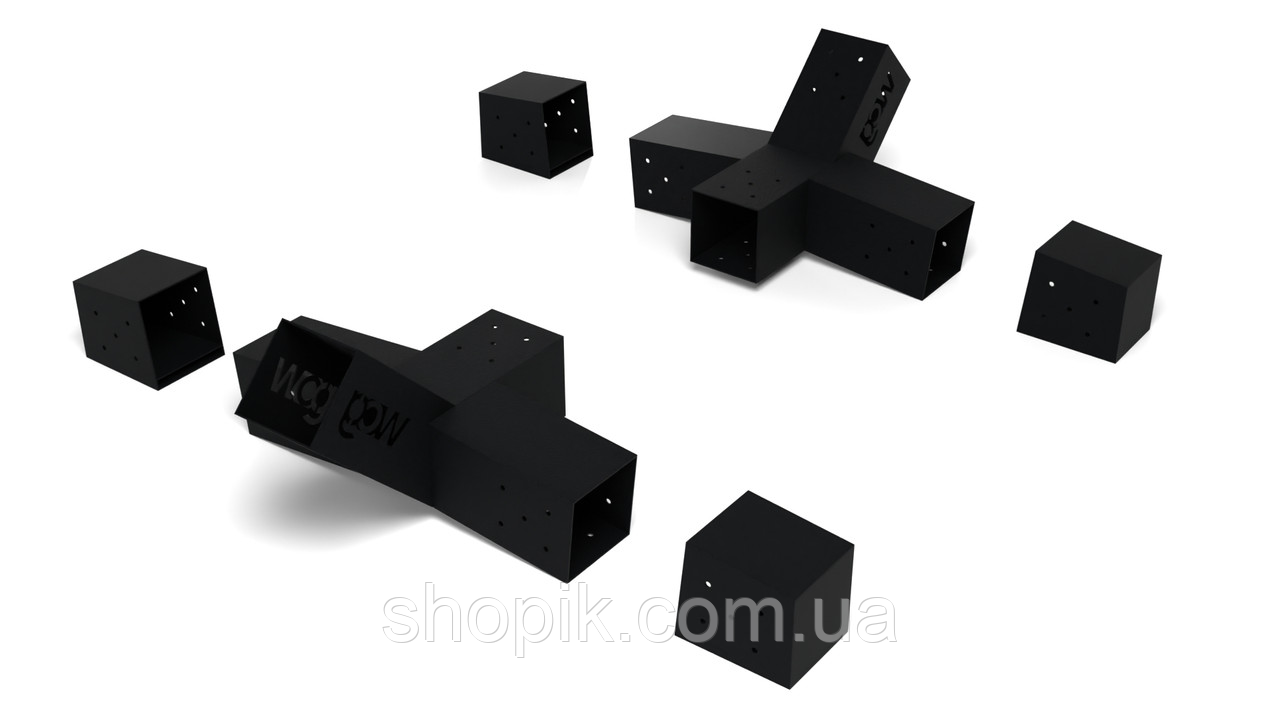Комплект кронштейнів для гамака WCG з брусів Металеві з’єднувачі під брус 100×100 мм + опорні п'ятки, фото 1