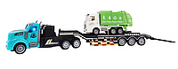 Вантажівка на радіокеруванні Трейлер іграшка з причепом і сміттєвозом підсвічування 36 см