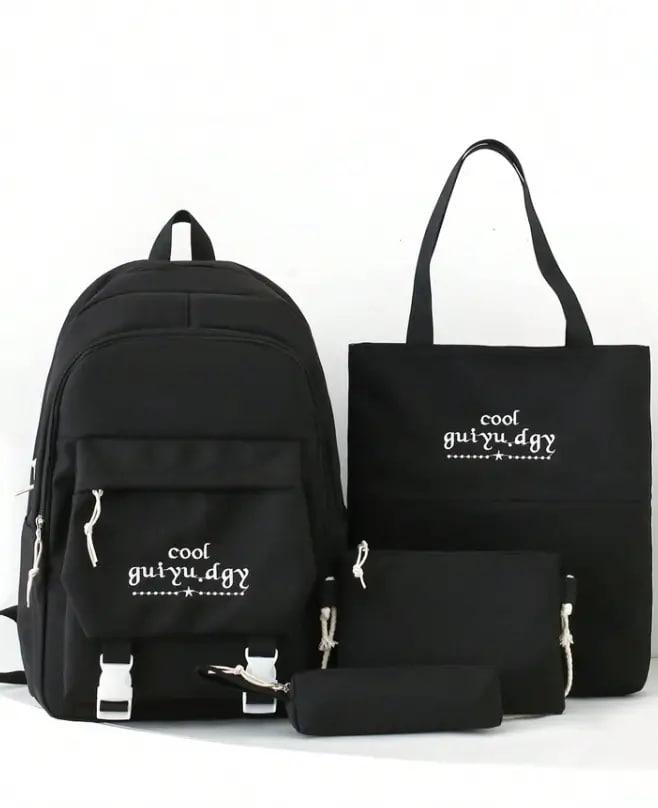 Шкільний рюкзак в наборі 4в1 MFG-5505 "Cool Guiyu.dgy" (рюкзак, сумка через плече, пенал, мішечок, клатч) чорний