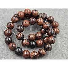 Намистини Обсидіан 10мм, колір коричневий