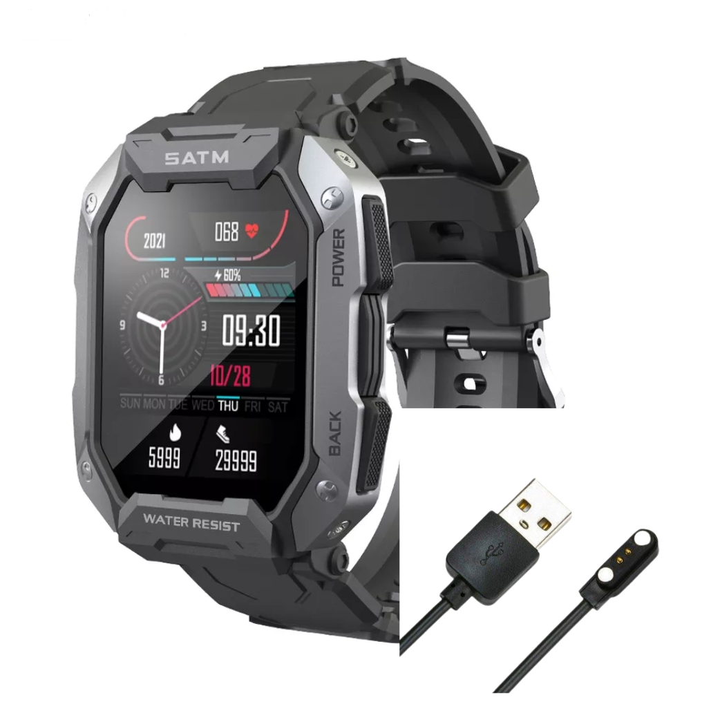 Зарядний магнітний USB-кабель для смарт-годинника Lemfo C20 / Kospet Tank M1, 2 конектори, 2.84 мм. Білий