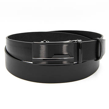 Чоловічий шкіряний ремінь (35мм) з автоматичною пряжкою 02370047 чорний Натуральна шкіра