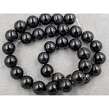 Намистини Обсидіан 12мм, колір золото