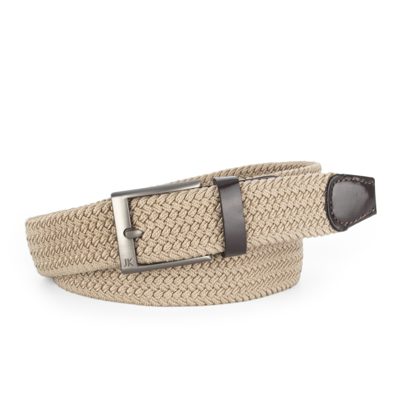 Ремінь-гумка чоловічий JK-35007 (110 см) бежевий плетений