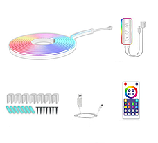 Гнучка світлодіодна смарт-стрічка RGB "SFK-11" LED Neon USB 10м RGB з керуванням через смартфон та пультом, фото 4