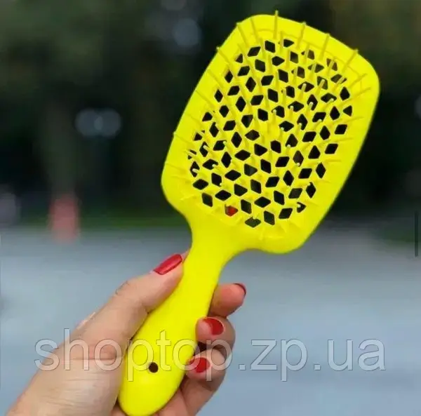 Гребінець для волосся Small Superbrush від Janeke, жовтий неон, фото 1