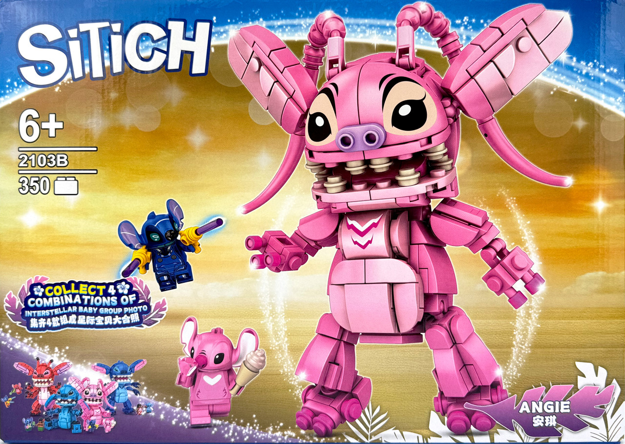 Дитячий ігровий конструктор Стіч Енджі Червоний LILO STITCH (350 деталей) 2103B, фото 1