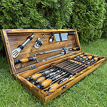 Набір шампурів Трофей LUX ручної роботи. Шашличний набір шампурів у дерев'яному кейсі., фото 2