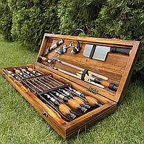 Набір шампурів Трофей LUX ручної роботи. Шашличний набір шампурів у дерев'яному кейсі., фото 3