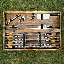 Набір шампурів Трофей LUX ручної роботи. Шашличний набір шампурів у дерев'яному кейсі., фото 4