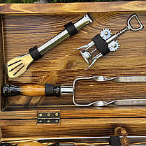 Набір шампурів Трофей LUX ручної роботи. Шашличний набір шампурів у дерев'яному кейсі., фото 5