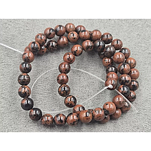 Намистини Обсидіан 7мм, колір коричневий