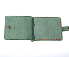 Жіночий маленький гаманець з натуральної шкіри на кнопці шкіряний затискач для грошей та карток Zosh зелений, фото 4