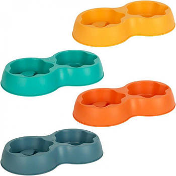 Миска подвійна пластикова для свійських тварин 28*14*5 см 2108/713(122334) G-Rich