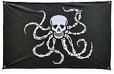 Піратський прапор «Череп-осьміног» 100×70 см на люверсах — флажна сітка