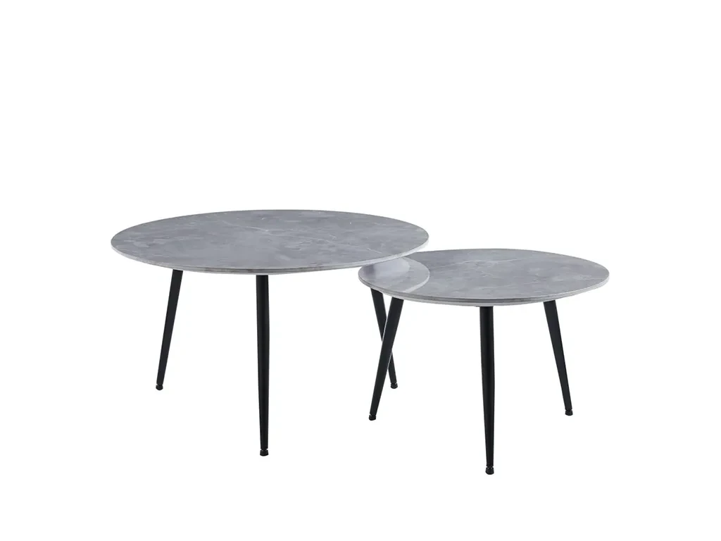 Комплект журнальних столиків L9-FX C, бетон/чорний, фото 1